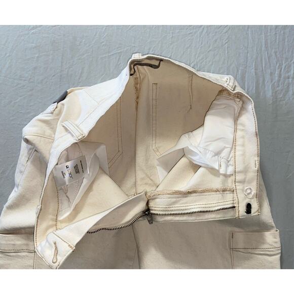 Joe's Jeans Ecru Cargo Wide Leg Denim Pants. Brown Specked Ivory, Women's 27 GUC - Picture 7 of 9